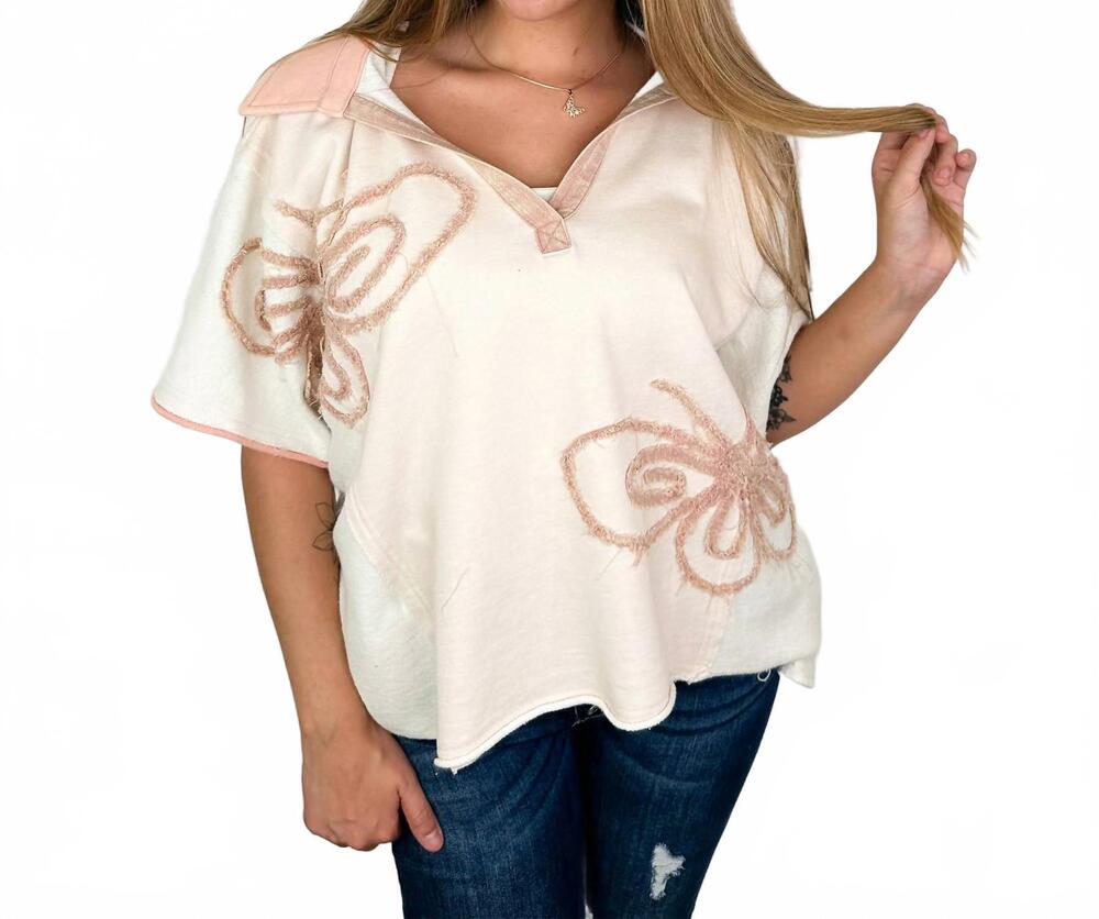 NEW OLI & HALI wonders of the world cotton blend short sleeve top in pink